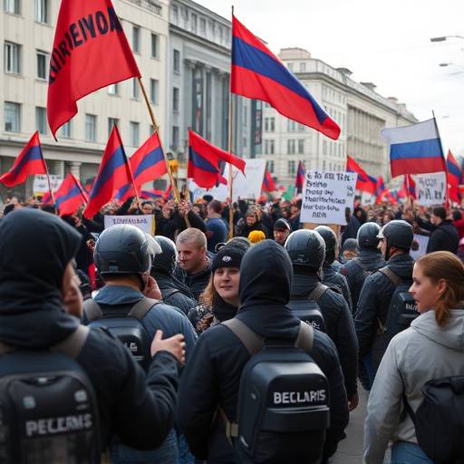 Fotografia di una manifestazione di protesta a Minsk, Bielorussia