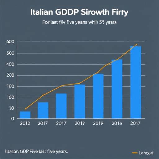 Grafico a barre che mostra la crescita del PIL italiano negli ultimi cinque anni.